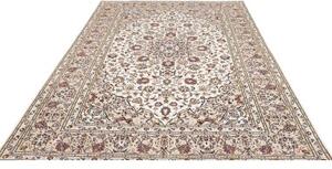 Tappeto Kashan Medaglione Floreale Avorio Blu Scuro 202x298 Cm