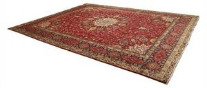 Tappeto Tabriz Medaglione Floreale Rosso Avorio 302x390 Cm
