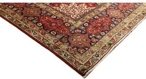 Tappeto Tabriz Medaglione Floreale Rosso Avorio 302x390 Cm