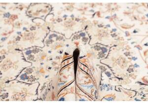Tappeto Kashan Medaglione Floreale Avorio Blu 200x312 Cm