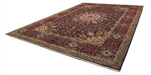 Tappeto Tabriz Medaglione Floreale Blu Scuro Rosso Mattone 303x400 Cm