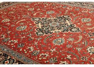 Tappeto Sarough Medaglione Floreale Rosso Mattone Blu Scuro 265x385 Cm