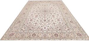 Tappeto Kashan Medaglione Floreale Avorio Blu Scuro 240x340 Cm