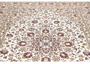 Tappeto Kashan Medaglione Floreale Avorio Rosso Scuro 190x300 Cm