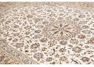 Tappeto Kashan Medaglione Floreale Avorio Blu Scuro 245x350 Cm