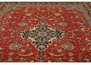 Tappeto Sarough Medaglione Floreale Rosso Mattone Blu Scuro 265x385 Cm