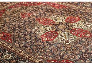 Tappeto Tabriz Medaglione Floreale Blu Scuro Rosso Carminio 200x305 Cm