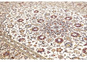 Tappeto Kashan Medaglione Floreale Avorio Rosso Scuro 190x300 Cm
