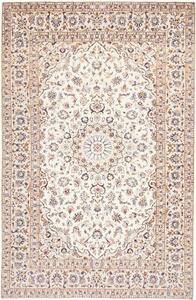 Tappeto Kashan Medaglione Floreale Avorio Blu Scuro 192x293 Cm