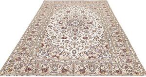 Tappeto Kashan Medaglione Floreale Avorio Rosso Scuro 190x300 Cm