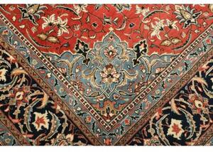 Tappeto Sarough Medaglione Floreale Rosso Mattone Blu Scuro 265x385 Cm