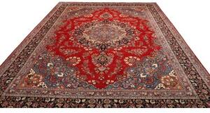 Tappeto Sabzevar Medaglione Floreale Rosso Blu 290x390 Cm