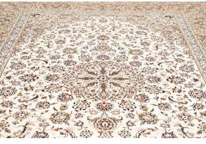Tappeto Kashan Medaglione Floreale Avorio Blu Scuro 245x350 Cm