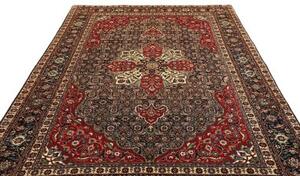 Tappeto Tabriz Medaglione Floreale Blu Scuro Rosso Carminio 200x305 Cm