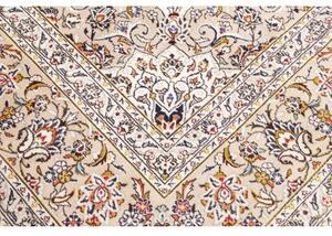 Tappeto Kashan Medaglione Floreale Avorio Blu Scuro 245x350 Cm