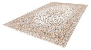 Tappeto Kashan Medaglione Floreale Avorio Blu Scuro 245x350 Cm