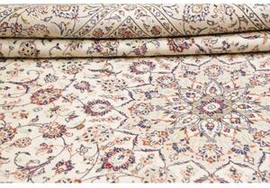Tappeto Kashan Medaglione Floreale Avorio Blu Scuro 240x340 Cm