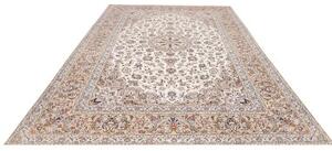 Tappeto Kashan Medaglione Floreale Avorio Blu Scuro 245x350 Cm