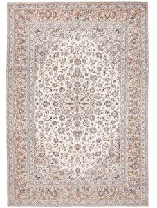 Tappeto Kashan Medaglione Floreale Avorio Blu Scuro 245x350 Cm