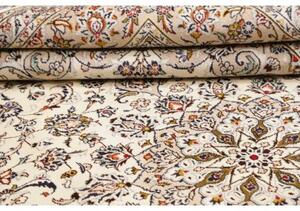 Tappeto Kashan Medaglione Floreale Avorio Blu Scuro 245x350 Cm