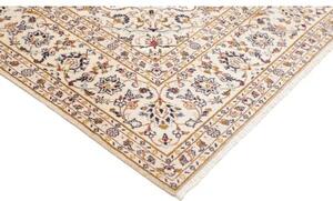 Tappeto Kashan Medaglione Floreale Avorio Blu Scuro 192x293 Cm