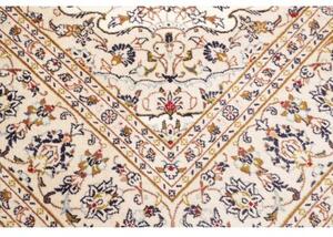 Tappeto Kashan Medaglione Floreale Avorio Blu Scuro 192x293 Cm
