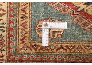 Tappeto Kazak Fine Stilizzato Blu Azzurro Rosso Mattone 100x134 Cm