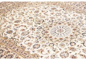 Tappeto Kashan Medaglione Floreale Avorio Blu Scuro 192x293 Cm