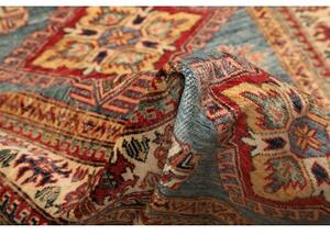 Tappeto Kazak Fine Stilizzato Blu Azzurro Rosso Mattone 100x134 Cm
