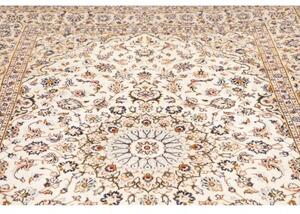 Tappeto Kashan Medaglione Floreale Avorio Blu Scuro 192x293 Cm