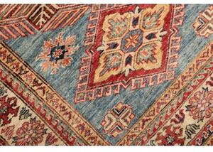 Tappeto Kazak Fine Stilizzato Blu Azzurro Rosso Mattone 100x134 Cm