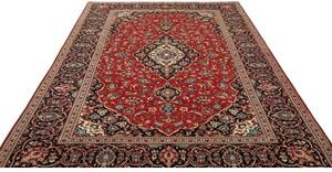 Tappeto Ardakan Medaglione Floreale Rosso Blu Scuro 195x300 Cm