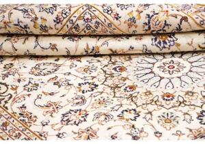 Tappeto Kashan Medaglione Floreale Avorio Blu Scuro 192x293 Cm