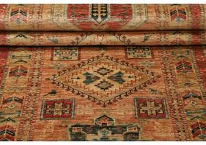 Tappeto Kazak Fine Geometrico Beige Rosso Corsia 74x251 Cm