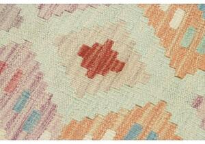 Tappeto Kilim Geometrico Verde Chiaro Rosso Mattone 192x292 Cm