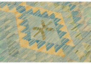 Tappeto Kilim Geometrico Celeste Giallo 199x307 Cm