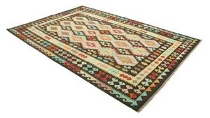 Tappeto Kilim Geometrico Marrone Scuro Beige 194x294 Cm