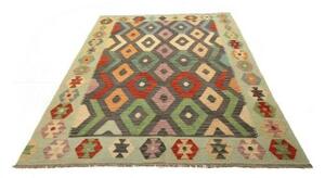 Tappeto Kilim Geometrico Verde Menta Multicolore 170x244 Cm