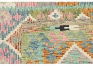 Tappeto Kilim Geometrico Verde Salvia Azzurro 99x199 Cm
