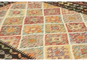 Tappeto Kilim Geometrico Marrone Scuro Multicolore 196x297 Cm