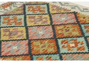 Tappeto Kilim Stilizzato Avorio Multicolore 99x200 Cm