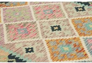Tappeto Kilim Geometrico Verde Salvia Azzurro 99x199 Cm