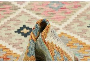 Tappeto Kilim Geometrico Verde Salvia Azzurro 99x199 Cm