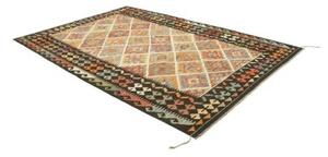 Tappeto Kilim Geometrico Marrone Scuro Multicolore 196x297 Cm