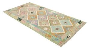 Tappeto Kilim Geometrico Verde Salvia Azzurro 99x199 Cm