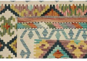 Tappeto Kilim Stilizzato Avorio Multicolore 99x200 Cm