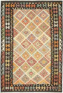Tappeto Kilim Geometrico Marrone Scuro Multicolore 196x297 Cm