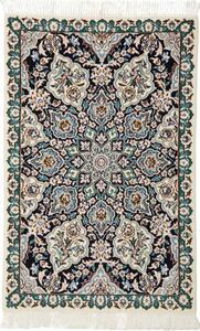 Tappeto Nain 9la Medaglione Floreale Nero Verde Petrolio 58x90 Cm
