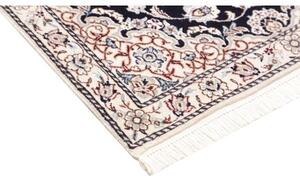 Tappeto Nain 9la Medaglione Floreale Blu Scuro Avorio 82x130 Cm