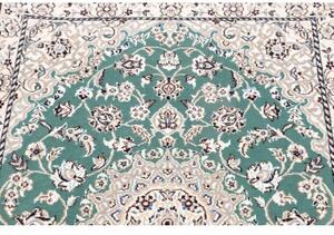 Tappeto Nain 9la Medaglione Floreale Verde Petrolio Avorio 80x122 Cm